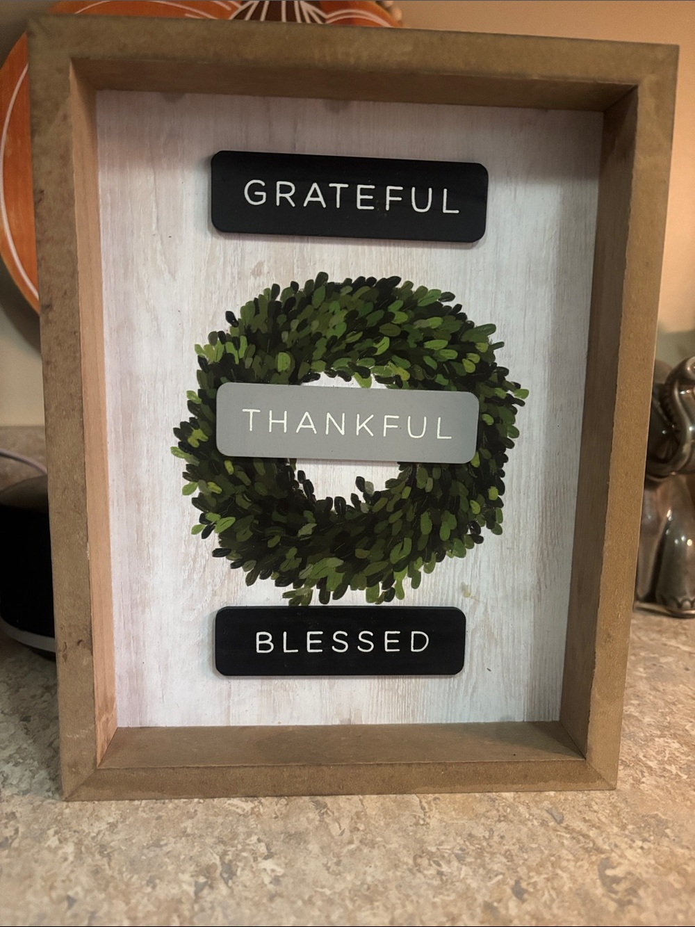 Hobby Lobby Green Wreath Grateful Thankful Blessed Wall Art